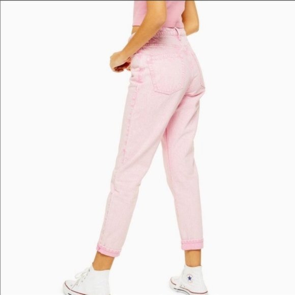 NWT TOPSHOP Acid Roll Hem Mom Jeans - 8 - Picture 2 of 4